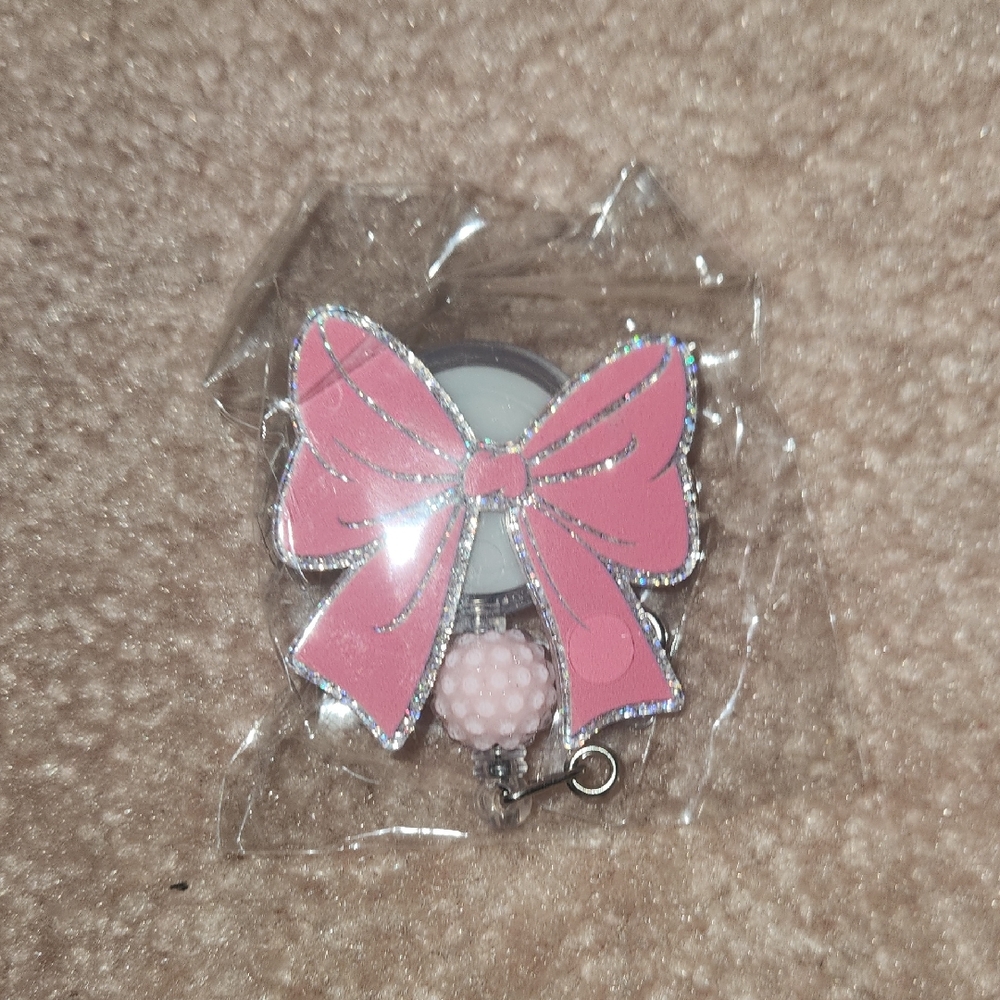 Pink Bow Keychain Accessory